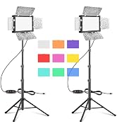 EMART LED Photography Lighting, Studio Light with 53inch Adjustable Tripod Stand and 9 Color Filt...