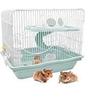MUYG 2-Tier Portable Hamster Cage and Habitats,Travel Metal Mouse Cages with Free Water Bottle,Ho...