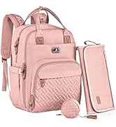 Dikaslon Diaper Bag Backpack with Portable Changing Pad, Pacifier Case and Stroller Straps, Large...