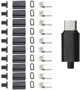 ELNONE 10 Sets USB 3.1 Type C Connector 24 Pin Male Plug DIY Solder Wire USB C Male Adapter Cable...