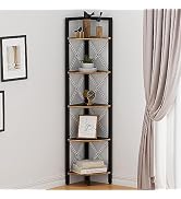 YOUDENOVA 5 Tier Corner Shelf Stand, 63" Tall Wall Corner Bookshelf Bookcase and Plant Stand, Dis...