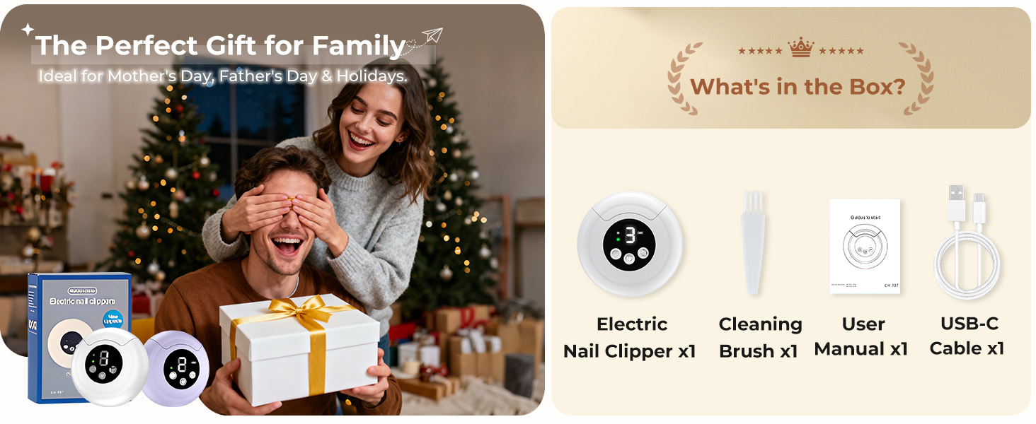 Complete gift box set with AREDAN nail device, Type C cable and cleaning brush