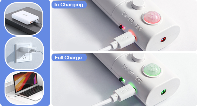 the usb cable is charging in the power supply.