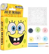 AQUARIUS Spongebob Squarepants Face Micro Art by Numbers Kit, (3.5 x 3.5 in) Paint by Number Canv...