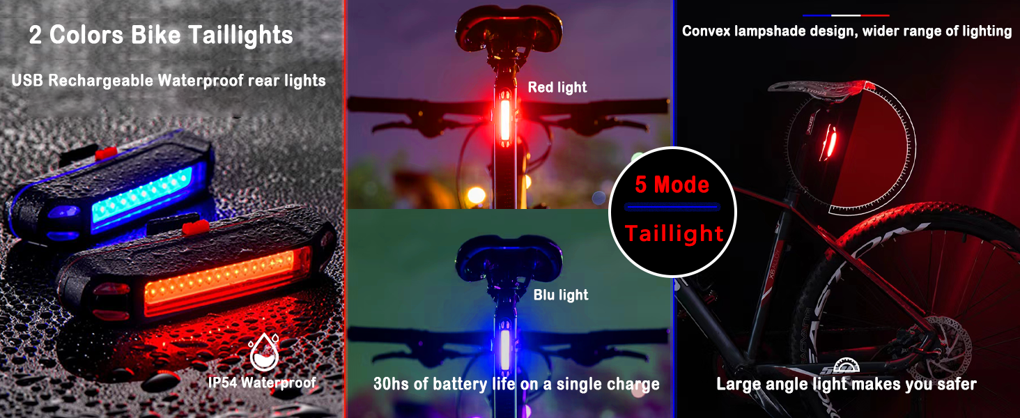 Bike light with LCD battery display Type-C Rechargeable bicycle light