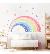 59"x30" Large Rainbow Wall Decals for Girls Nursery Watercolor Rainbow Wall Mural Stickers Peel a...