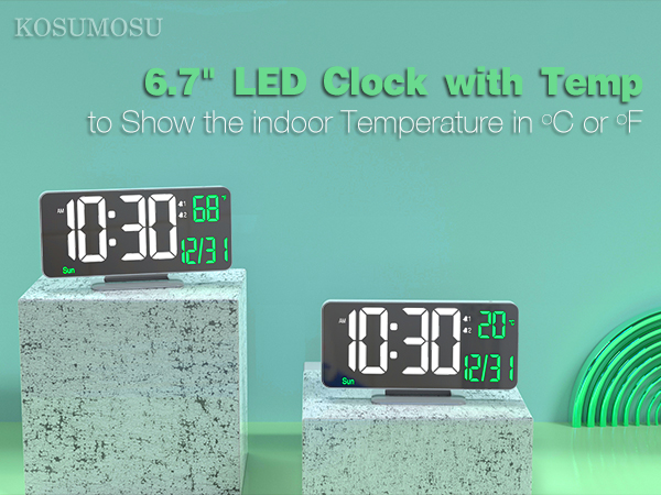 digital clock with temperature C and F