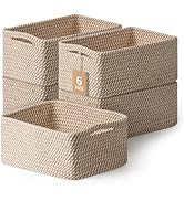 5 Pack Small Woven Storage Baskets for Shelves - Decorative Baskets for Organizing Toys, Bathroom...