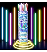 JICUCIUI 8" 50 Christmas Glow Sticks Bulk with Accessories (for Bracelets & Necklaces), Glow in t...