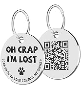 MYLUCKYTAG Stainless Steel QR Code Pet ID Tags Dog Tags - Pet Online Profile - Scan QR Receive In...