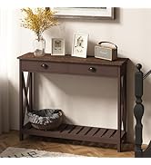 ChooChoo Farmhouse Console Table with Drawer for Entryway, Narrow Long Entry Table with Shelf for...