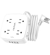 6 Ft Surge Protector Power Strip - 8 Widely Outlets with 4 USB Ports, 3 Side Outlet Extender with...