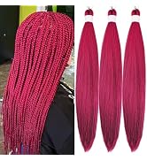 Gozill Braiding Hair Pre stretched Dark Pink Prestretched Braiding Hair Ez Braid Knotless Hypoall...
