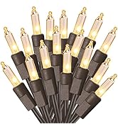 ODEETRONIC Clear Christmas Lights String, 21.63ft 100 Count Incandescent Brown Wire String Lights...