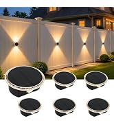 Gahomlumy Solar Fence Lights Outdoor 360° Crystal-Edged Solar Powered Wall Lights 12 Hours Long R...