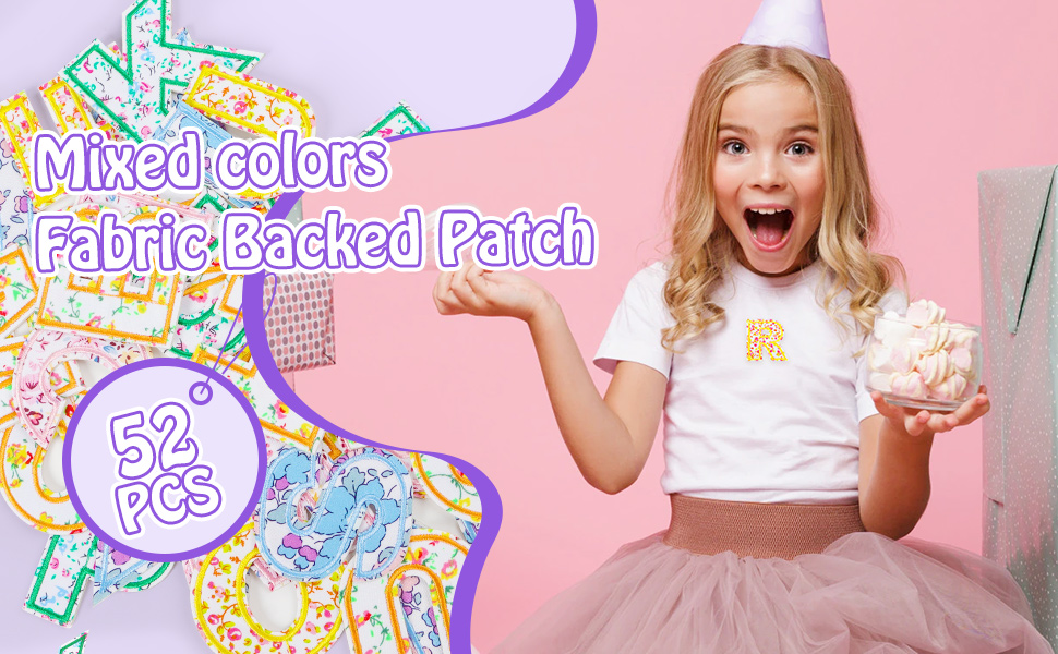 52pcs floral letter patches