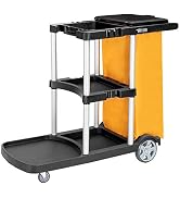 TUFFIOM Commercial Traditional Cleaning Janitorial 3-Shelf Cart, 500 Lbs Capacity Housekeeping Ca...