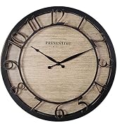 PresenTime & Co 13" Farmhouse Series Wall Clock, Quartz Movement, Shiplap Style,Raised 3D Arabic ...