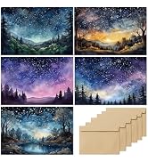 slapaflife Blank Cards with Envelopes All Occasion,Watercolor Starry Night Sky Design Blank Greet...