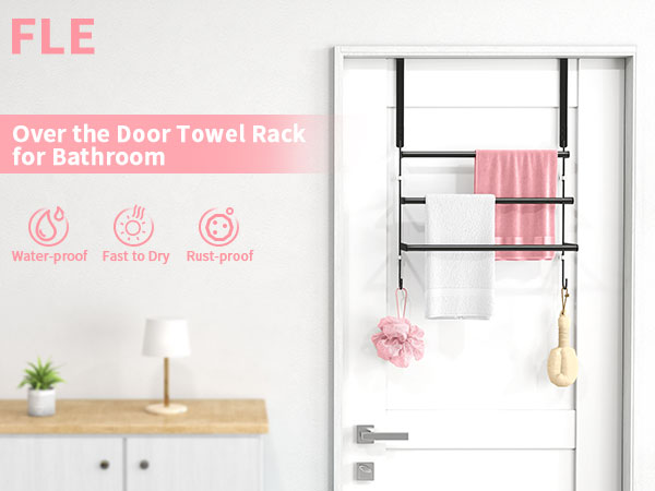 Over The Door Towel Rack, Towel Rack with Hooks for Door Hanging,Door Towel Hanger,