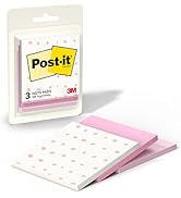 Post-it Polished Patterns Sticky Notes, Bubble Blush Design Featuring 1 Dot Pattern, 1 Positively...