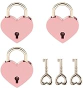 3 Pcs Small Metal Heart Shaped Padlock Mini Lock with Key for Jewelry Storage Box Diary Book,Pink