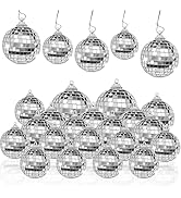 20 Pack Mini Hanging Disco Ball Decorations,Silver Mirror Ball Ornaments with Rope for 70s,Y2K Da...