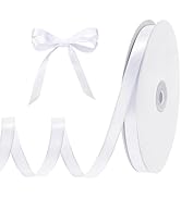 woric White Ribbon 3/8 Inch 120 Yards Thin Ribbon White Satin Ribbons for Hair Gift Wrapping Bow ...