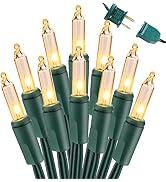 Brizled Christmas Lights, 300 Count 69.6ft Warm White Incandescent Christmas Lights Connectable, ...