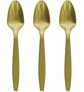 Amcrate Gold Disposable Medium Weight Plastic Spoons - Ideal for Weddings, Party’s, Birthdays, Di...