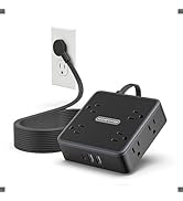 NTONPOWER Extension Cord 25 FT, Black Extension Cord with 8 Widely Outlets 3 USB Ports, Extra Lon...