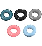 uxcell Hand Grip Strengtheners, 5 Level: 20-30/30-40/40-50/50-60/60-70Lb Silicone Rings Fingers F...