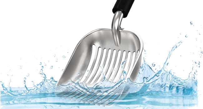 litter scooper is rust-proof and can be easily rinsed after you handle the litter clump