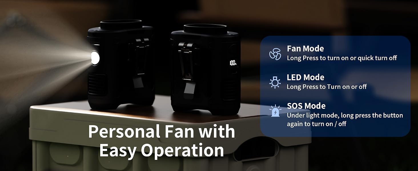 power bank fan with light