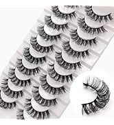 Veleasha Russian Strip Lashes DD Curl False Eyelashes Fluffy Wispy Faux Mink Lashes 10 Pairs Pack...