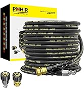 POHIR Pressure Washer Hose 50 ft with 3/8 Inch Quick Connect, Kink Resistant High Tensile Wire Br...
