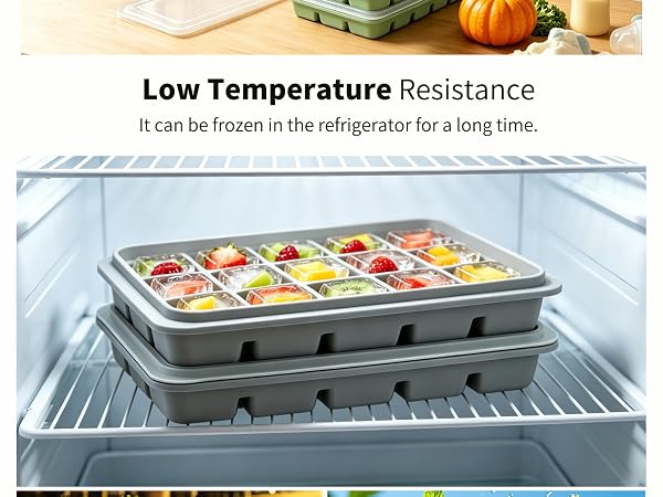 Ice Cube Trays for Freezer Lids for Baby Food, Whiskey, Cocktail, Coffee, BPA Free