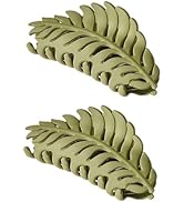 2Pcs Hair Clip, 1Pc Green Leaf-shaped Hair Clip with Many Teeth, Big Claw Clips, 3.5 Inch, Non sl...