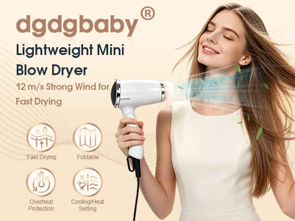 Portable mini hair dryer with high speed dc motor brings fast drying effect for busy office workers