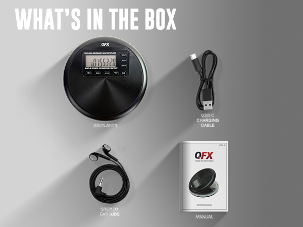 RETRO-30 box contents shown: unit, USB-C cable, earbuds, and user manual included.