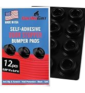 Small Black Door Knob Bumpers (Set of 12) - Made in USA - Self-Adhesive Door Handle Stoppers Wall...