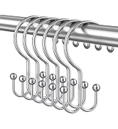Bathway Shower Curtain Hooks Ring Chrome, 12 Pcs Double Sided Shower Hooks, Rust Proof Metal Show...