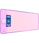 TARKARI Magnetic Wireless Charging RGB Mouse Pad, Large Gaming Desk Mat, 31.5"x11.8" Waterproof M...