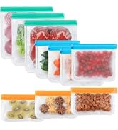 Ehigta 10 Pack Dishwasher reusable bags Silicone,BPA Free, Leakproof Freezer Bags, reusable silic...