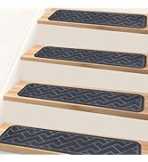 15 Pack 8 "X 30" Non Slip Stair Treads for Wooden Steps, Carpet Stair Treads Made of Polyester an...