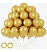 Voircoloria 105pcs Metallic Gold Balloons 12inch Party Latex Balloons for Birthday Graduation Bab...