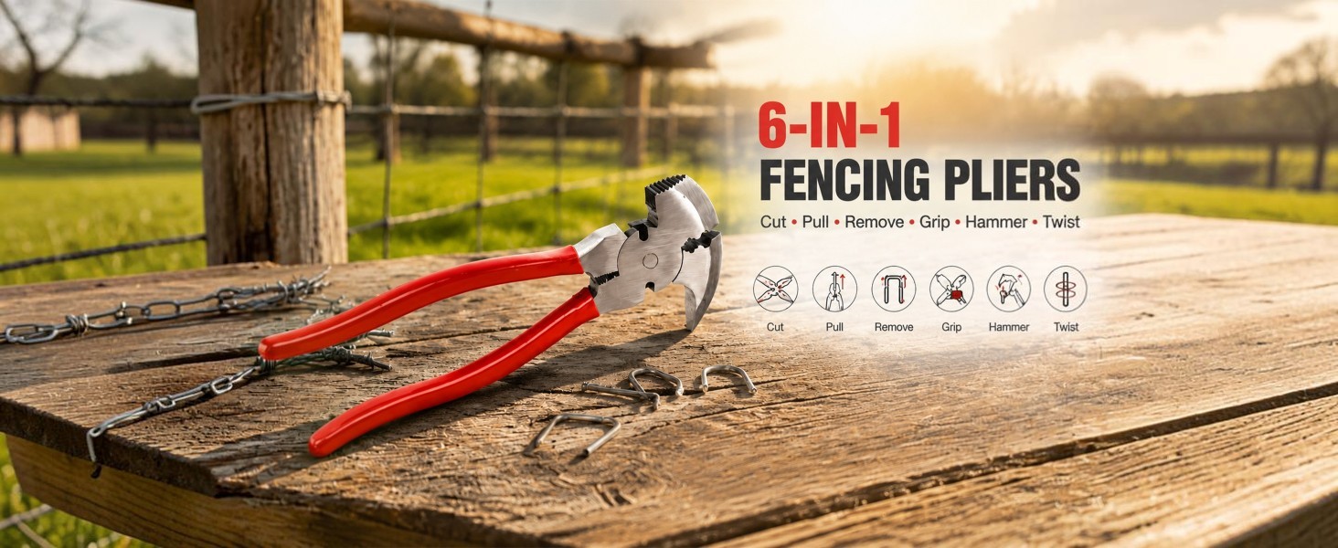 6-in-1 All Purpose Fencing Pliers For Farm & Construction