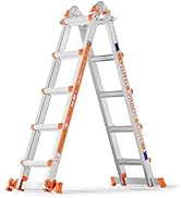 LEVELEVE Telescoping A Frame Ladder, 17FT Multi Position Ladder with Stabilizer Bar & Wheels,330 ...