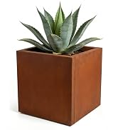 Cycayit Corten Steel Planter Box 15.7 x 15.7 Inch, 1.5mm Heavy Duty Weathering Steel Square Plant...