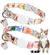 Unique style paws 2 Pack Kitten Collar Breakaway with Bell & Pendant, Adjustable Safety Cat Cotto...